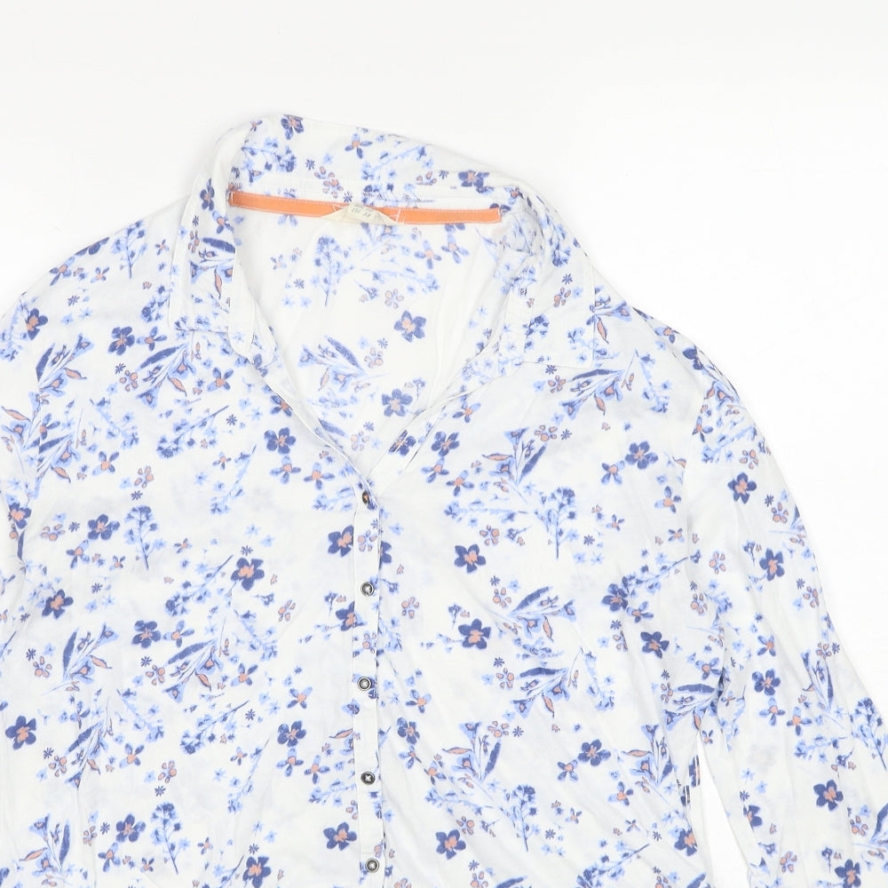 White Stuff Womens Multicoloured Floral Cotton Basic Button-Up Size 10 Collared