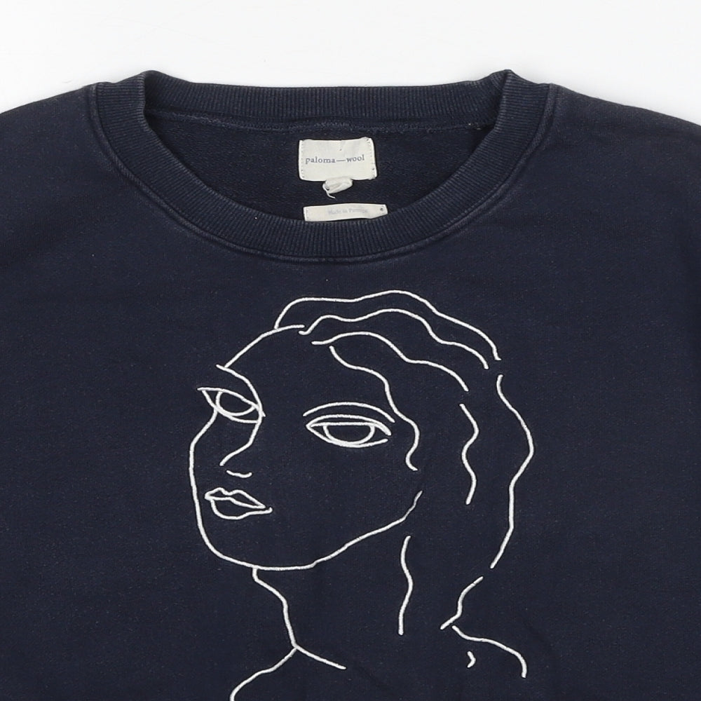 Paloma-Wool Womens Blue Cotton Pullover Sweatshirt Size M Pullover