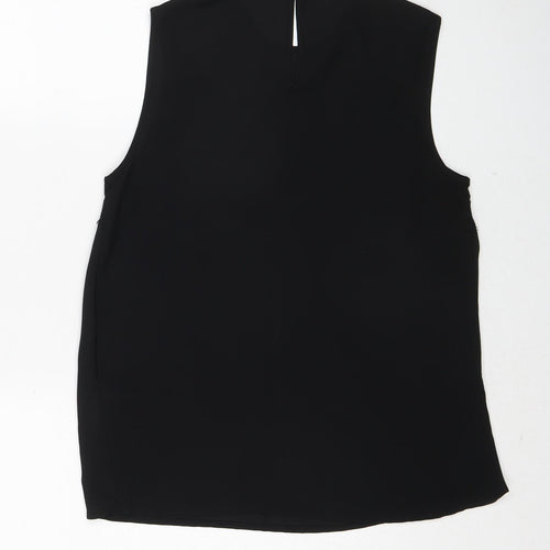 Warehouse Womens Black Polyester Basic Tank Size 10 Round Neck - Lace Detail