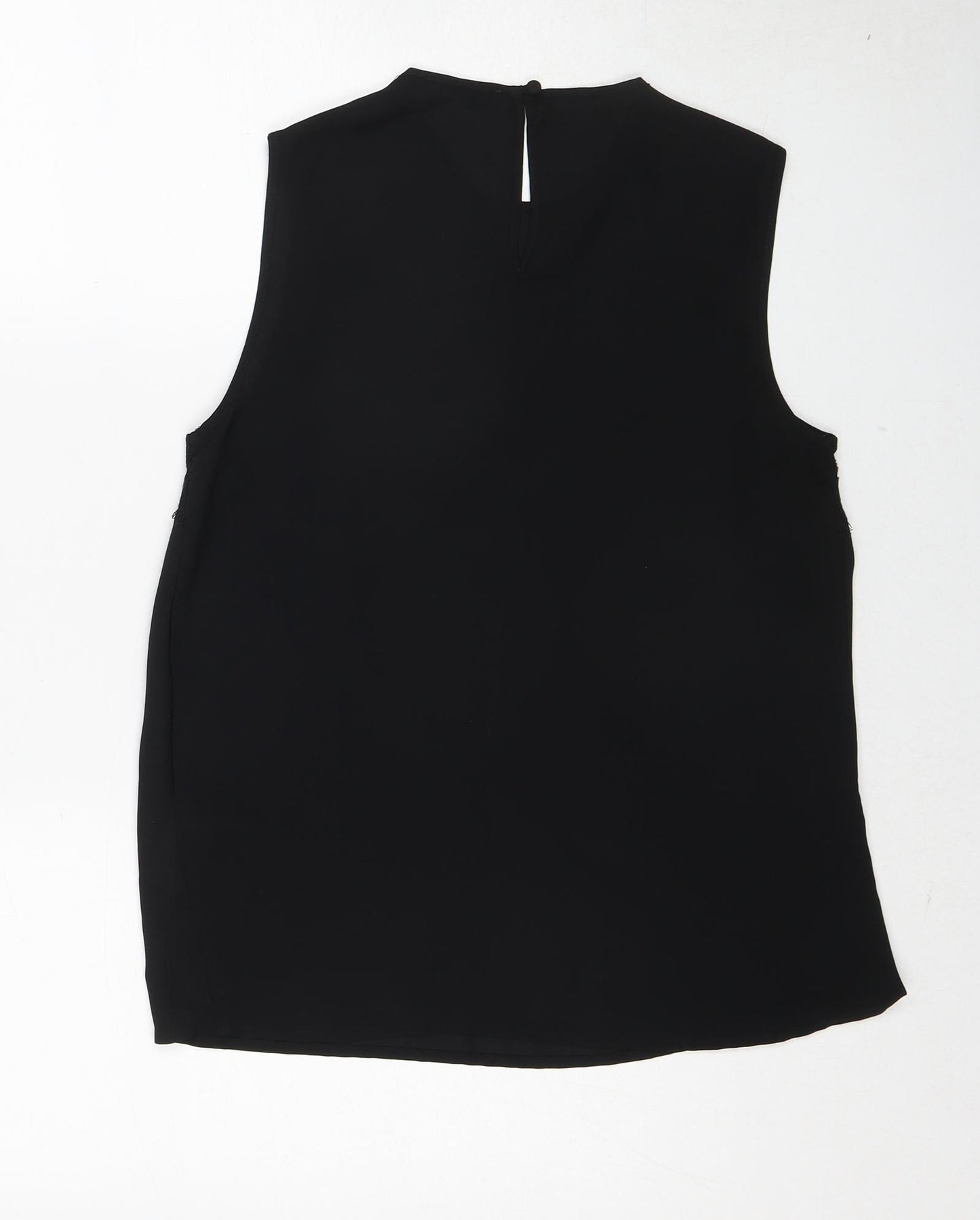 Warehouse Womens Black Polyester Basic Tank Size 10 Round Neck - Lace Detail