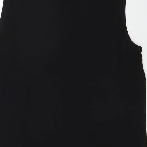 Warehouse Womens Black Polyester Basic Tank Size 10 Round Neck - Lace Detail