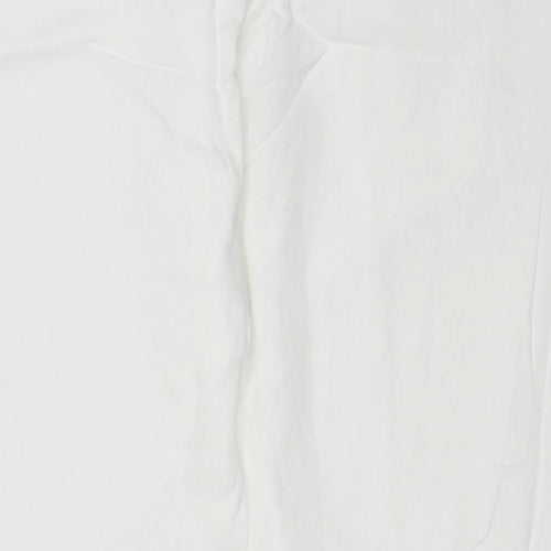 Monsoon Womens White Linen Trousers Size 14 Regular Zip