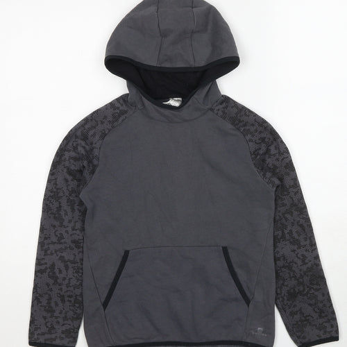 DECATHLON Boys Grey Cotton Pullover Hoodie Size 10 Years Pullover