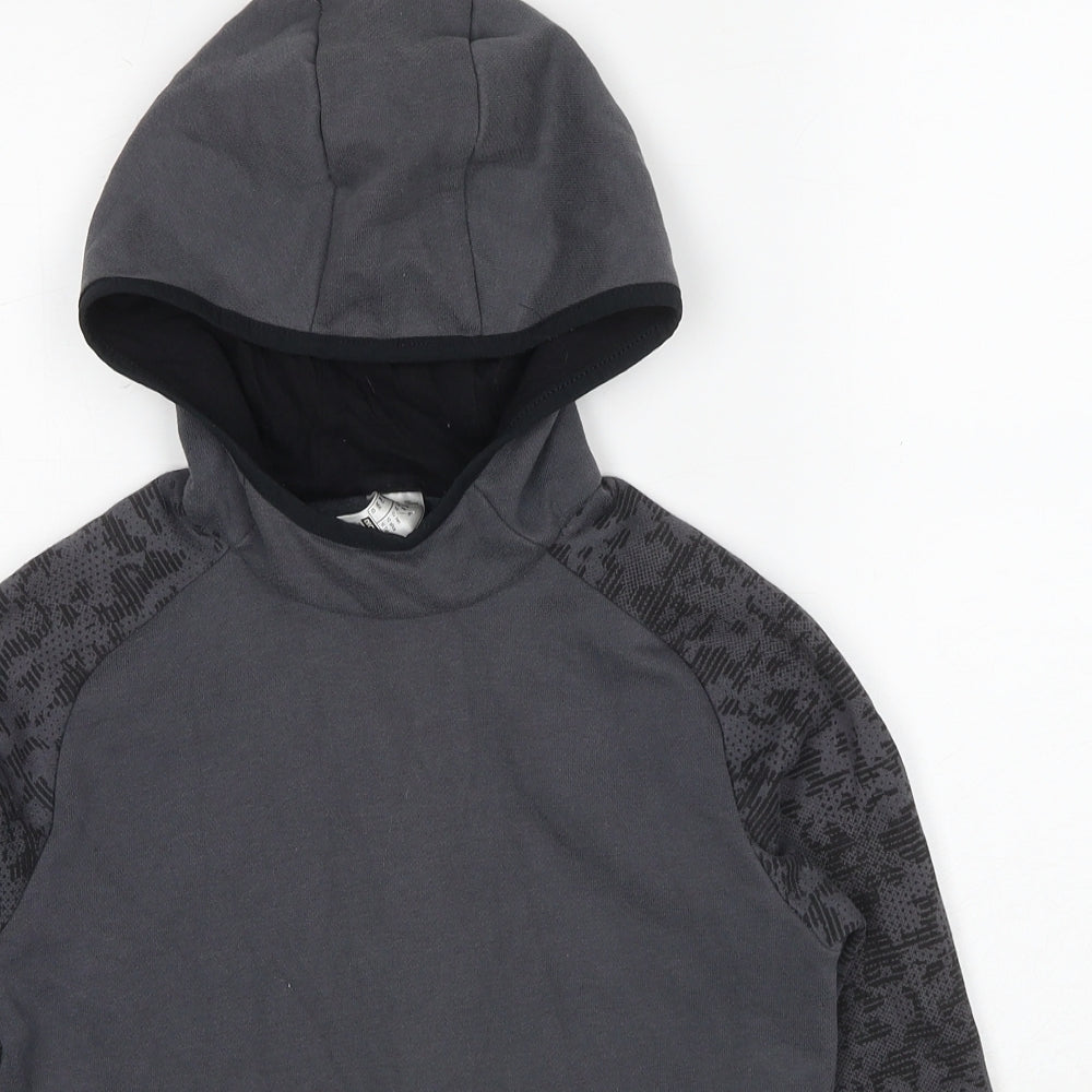 DECATHLON Boys Grey Cotton Pullover Hoodie Size 10 Years Pullover