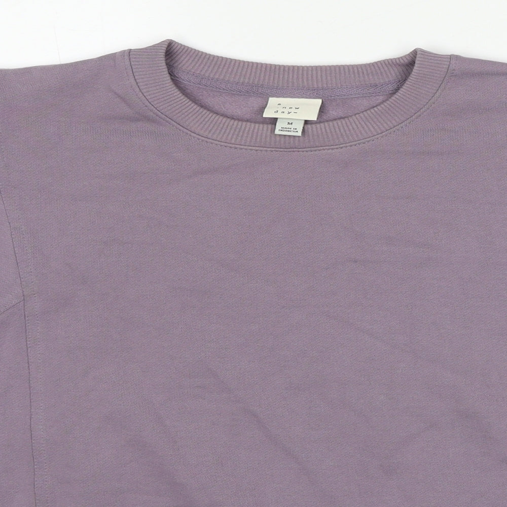 A New Day Womens Purple Cotton Pullover Sweatshirt Size M Pullover