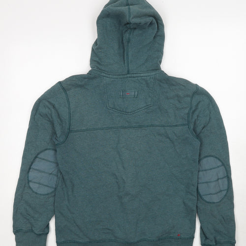 Fat Face Mens Blue Cotton Full Zip Hoodie Size S - Elbow Patches