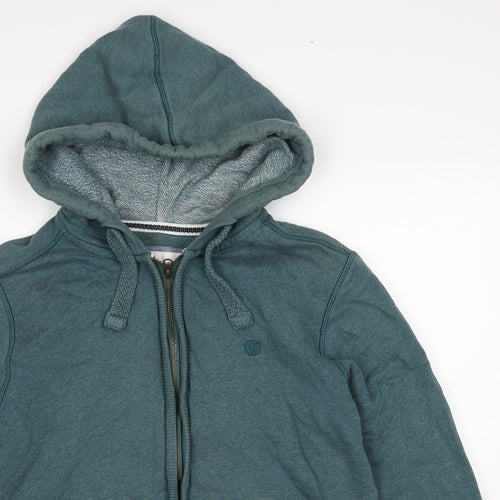 Fat Face Mens Blue Cotton Full Zip Hoodie Size S - Elbow Patches