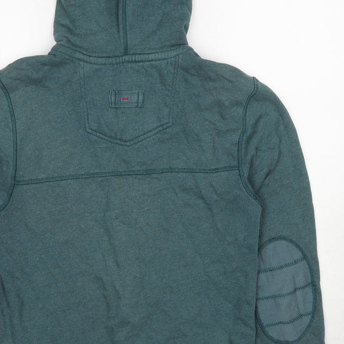 Fat Face Mens Blue Cotton Full Zip Hoodie Size S - Elbow Patches