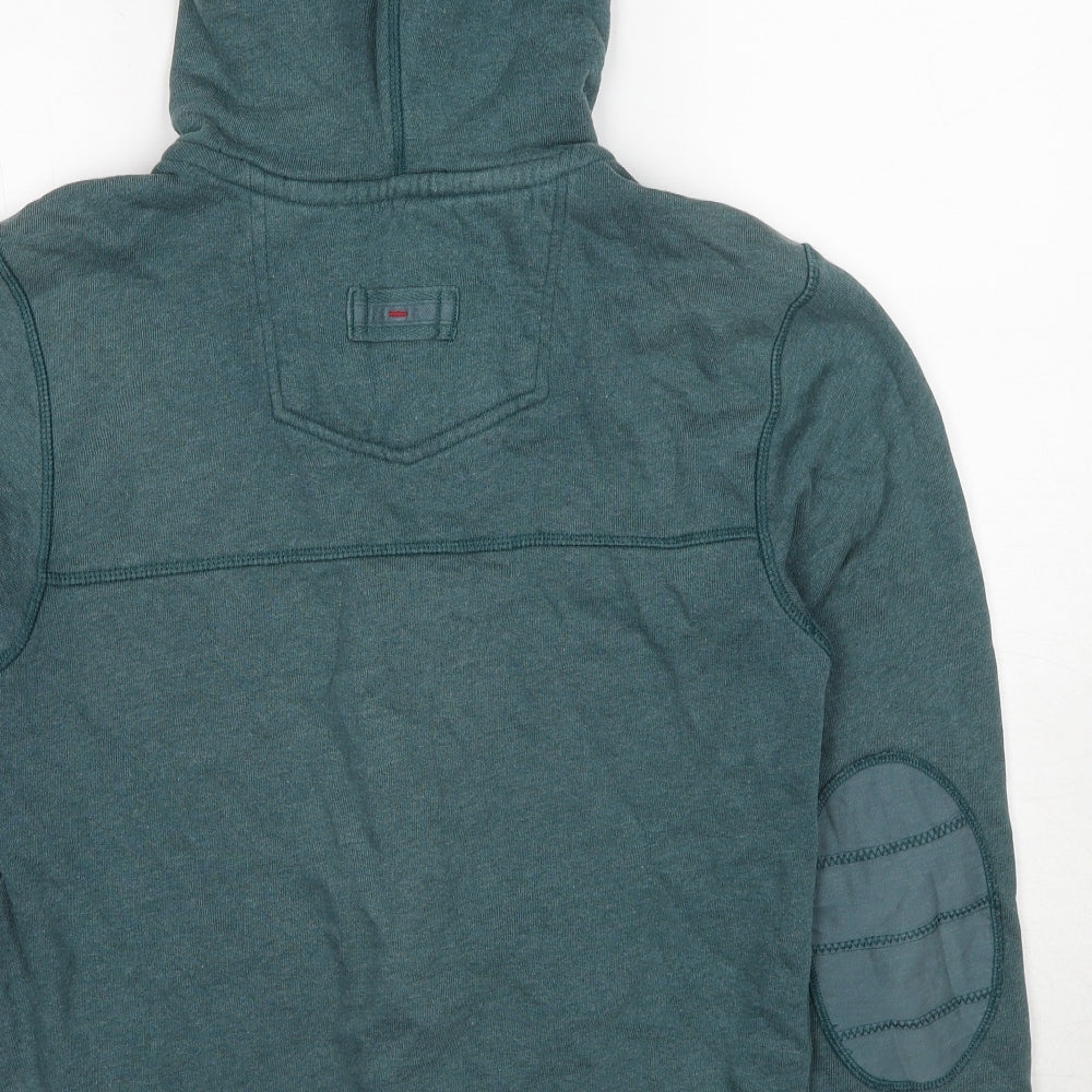Fat Face Mens Blue Cotton Full Zip Hoodie Size S - Elbow Patches