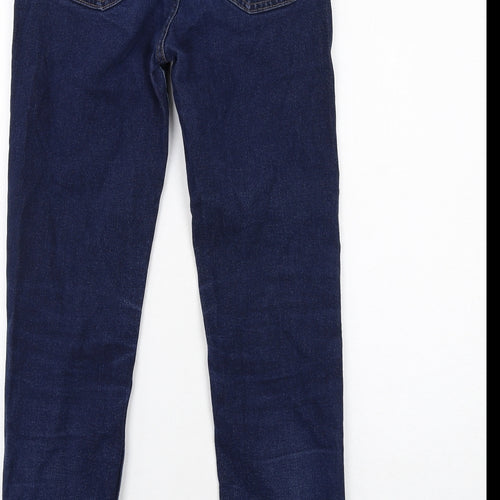 Marks and Spencer Womens Blue Cotton Straight Jeans Size 10 Regular Zip