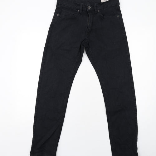 Marks and Spencer Mens Black Cotton Straight Jeans Size 30 in L31 in Slim Zip