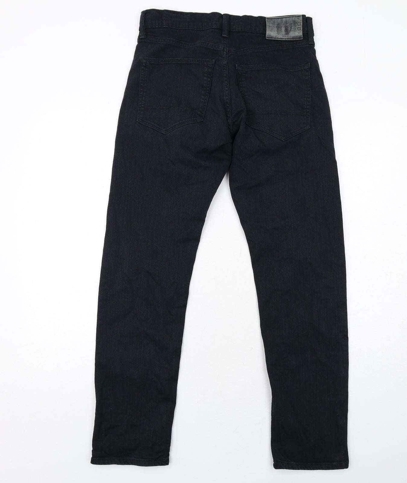 Marks and Spencer Mens Black Cotton Straight Jeans Size 30 in L31 in Slim Zip
