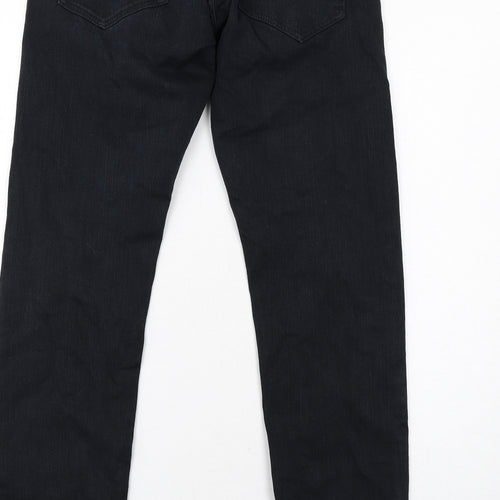 Marks and Spencer Mens Black Cotton Straight Jeans Size 30 in L31 in Slim Zip