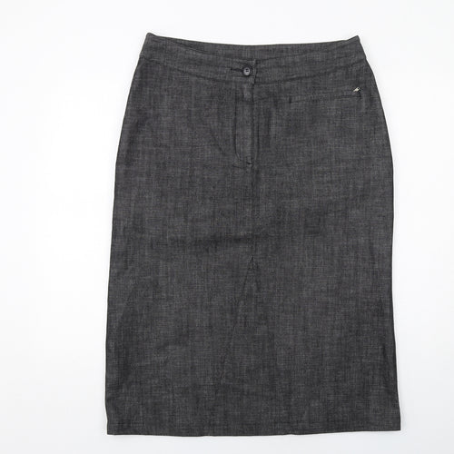 Off Shoot Womens Grey Cotton A-Line Skirt Size 16 Zip