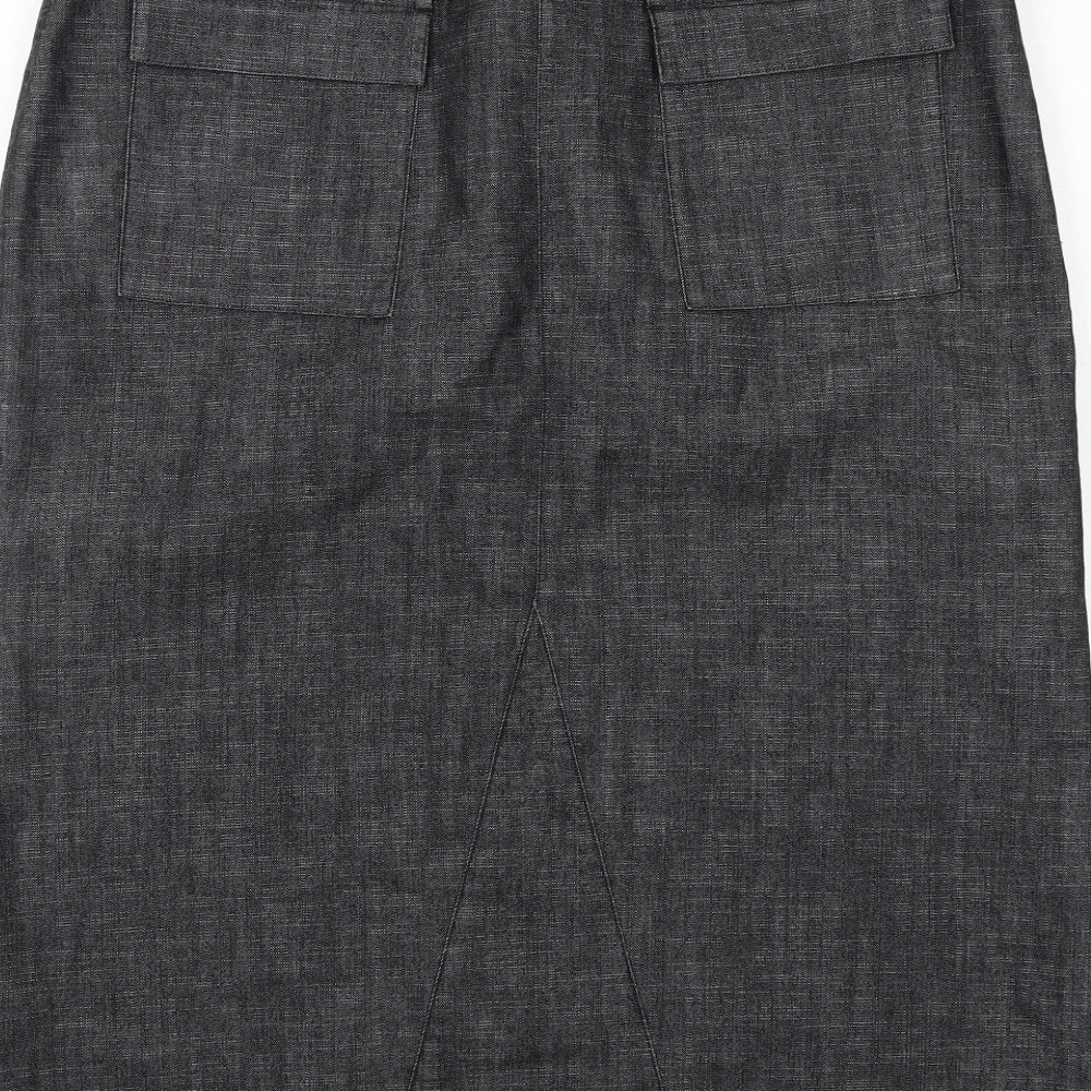 Off Shoot Womens Grey Cotton A-Line Skirt Size 16 Zip
