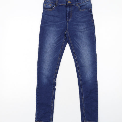 Marks and Spencer Boys Blue Cotton Skinny Jeans Size 11-12 Years Regular Zip