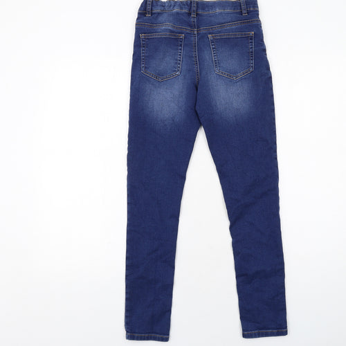 Marks and Spencer Boys Blue Cotton Skinny Jeans Size 11-12 Years Regular Zip