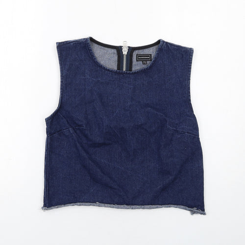 Warehouse Womens Blue Cotton Basic Tank Size 12 Round Neck