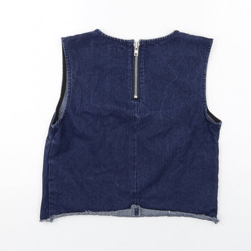 Warehouse Womens Blue Cotton Basic Tank Size 12 Round Neck