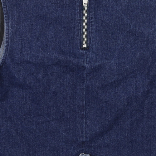 Warehouse Womens Blue Cotton Basic Tank Size 12 Round Neck