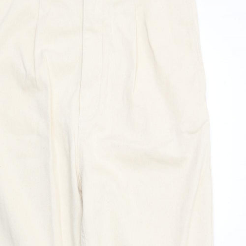 Pull&Bear Mens Beige Cotton Straight Jeans Size M Regular Zip