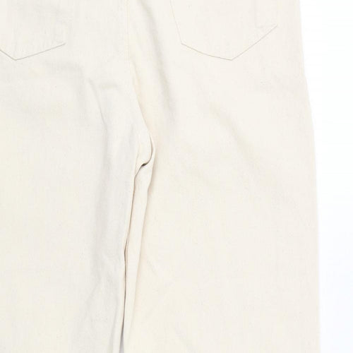 Pull&Bear Mens Beige Cotton Straight Jeans Size M Regular Zip
