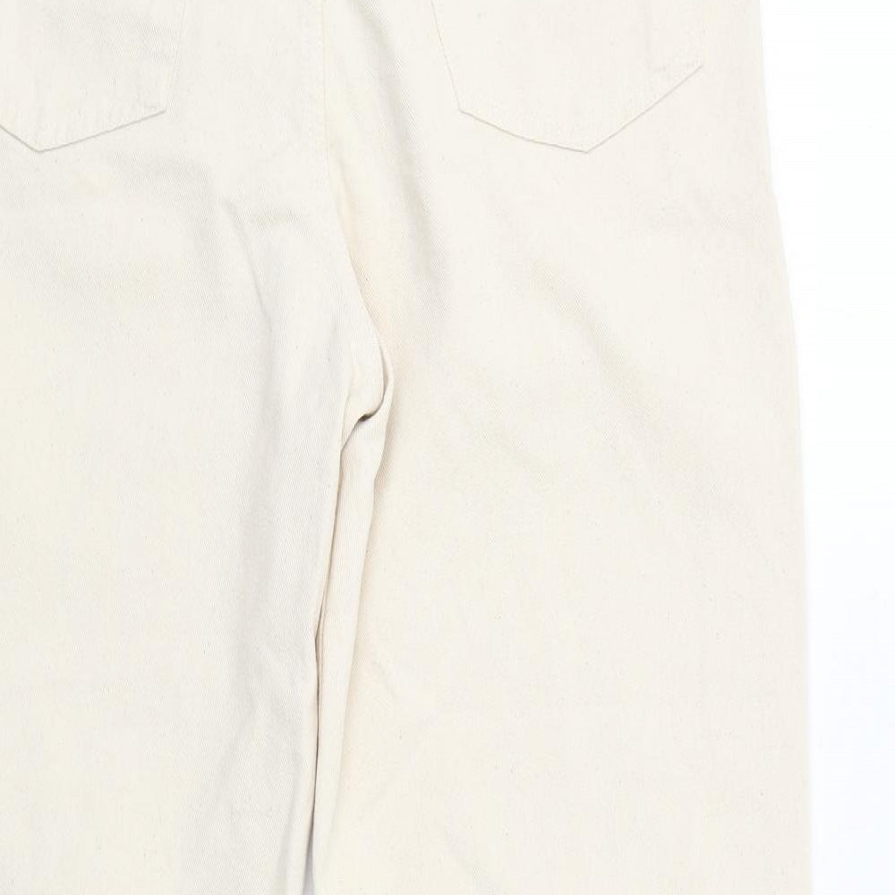 Pull&Bear Mens Beige Cotton Straight Jeans Size M Regular Zip