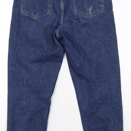Marks and Spencer Womens Blue Cotton Boyfriend Jeans Size 12 Regular Zip