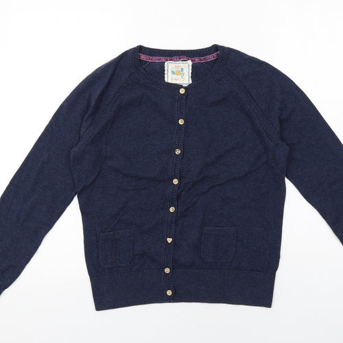 MANTARAY PRODUCTS Womens Blue Round Neck Cotton Cardigan Jumper Size 12
