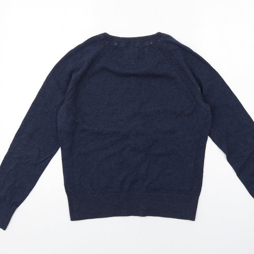 MANTARAY PRODUCTS Womens Blue Round Neck Cotton Cardigan Jumper Size 12