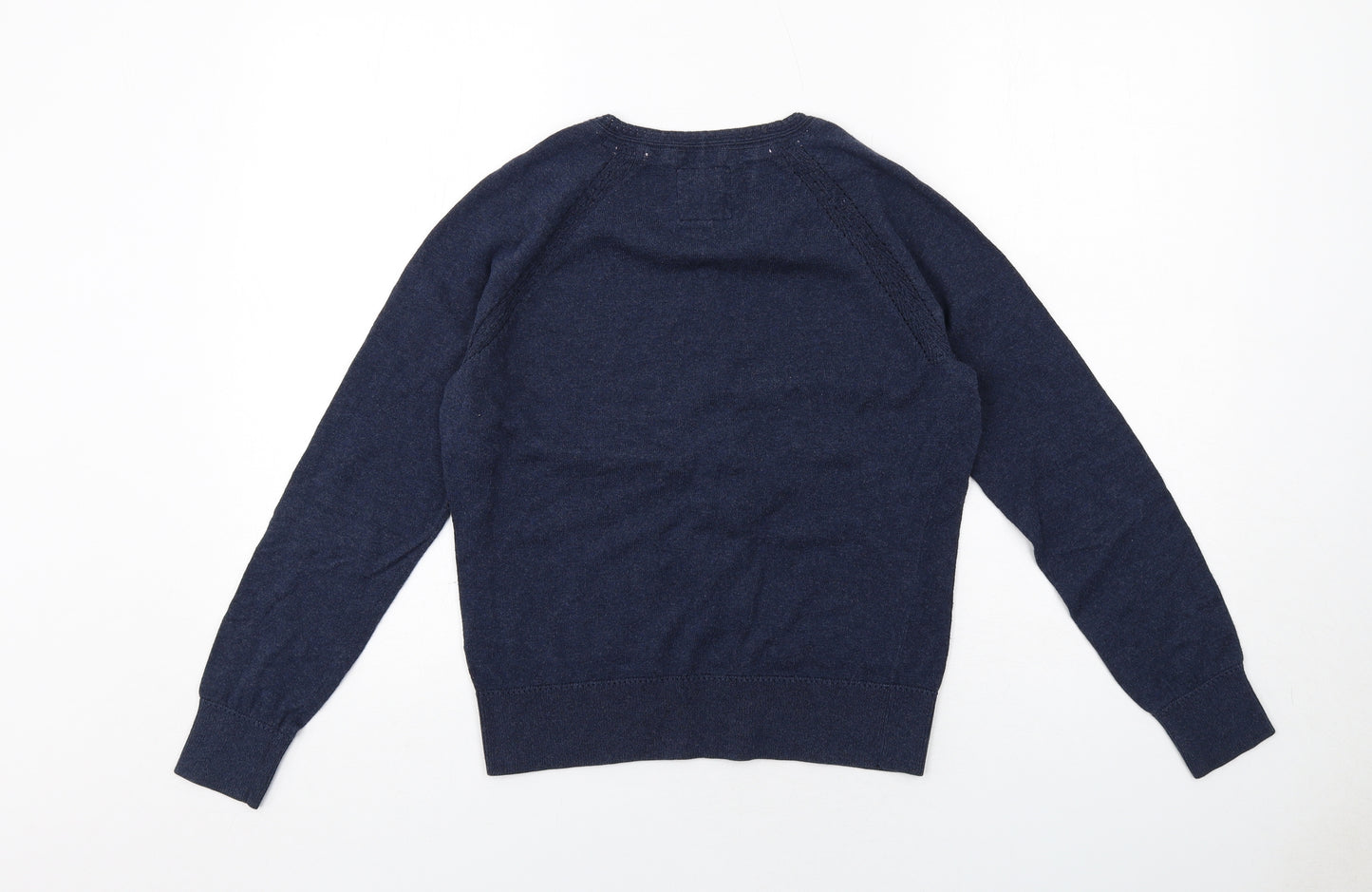 MANTARAY PRODUCTS Womens Blue Round Neck Cotton Cardigan Jumper Size 12