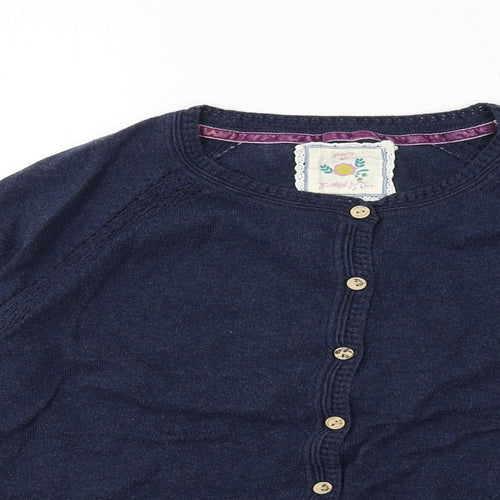 MANTARAY PRODUCTS Womens Blue Round Neck Cotton Cardigan Jumper Size 12