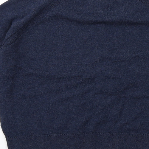 MANTARAY PRODUCTS Womens Blue Round Neck Cotton Cardigan Jumper Size 12