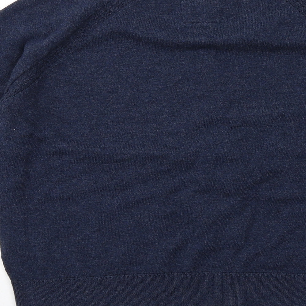 MANTARAY PRODUCTS Womens Blue Round Neck Cotton Cardigan Jumper Size 12