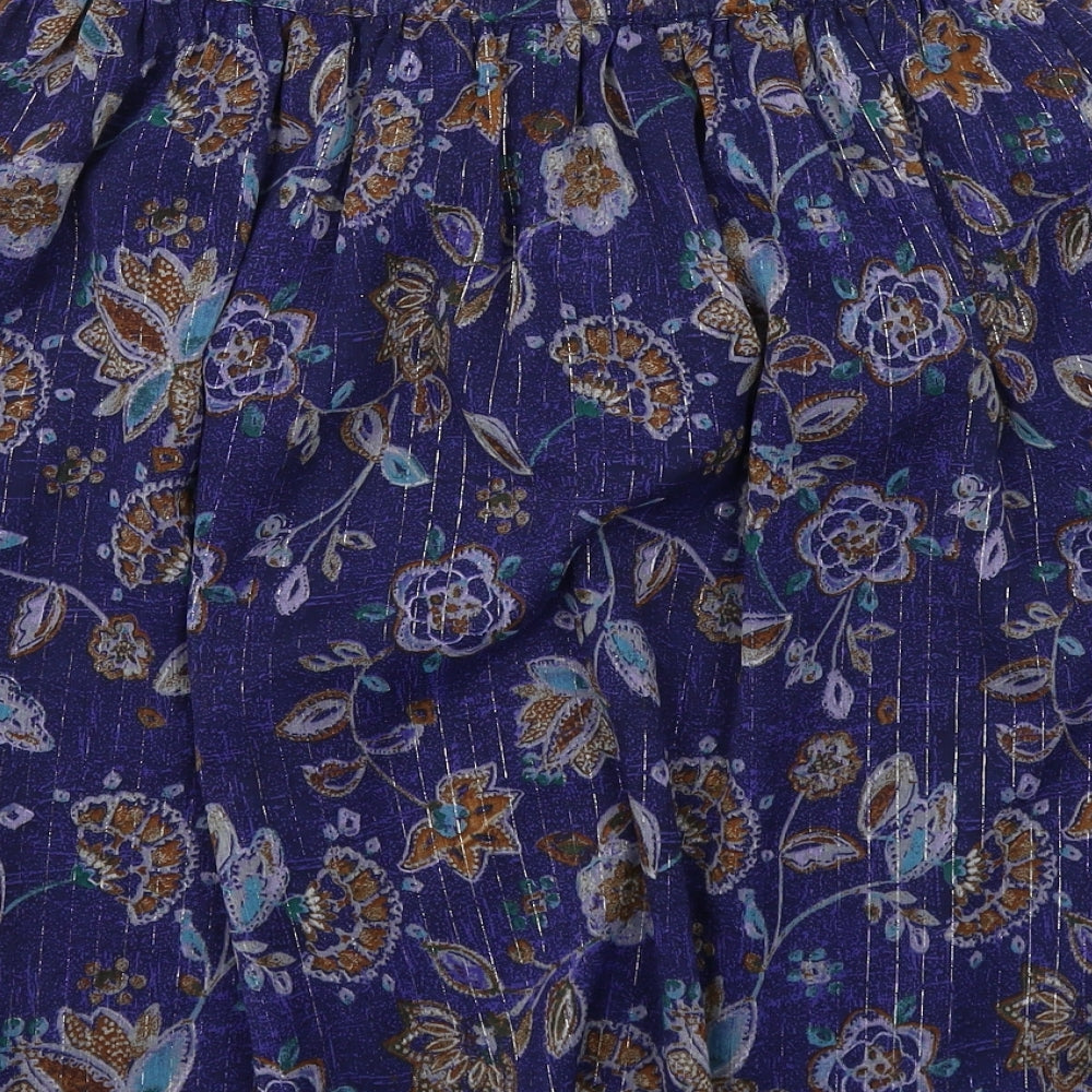 Indigo Womens Blue Geometric Polyester Swing Skirt Size 8