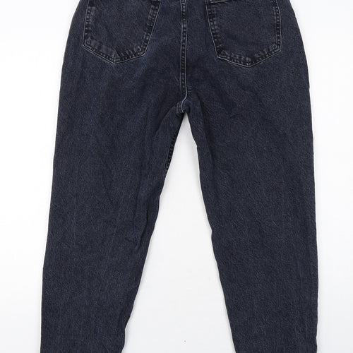Zara Womens Black Cotton Tapered Jeans Size 14 Regular Zip
