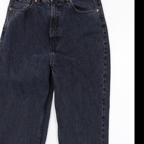 Zara Womens Black Cotton Tapered Jeans Size 14 Regular Zip