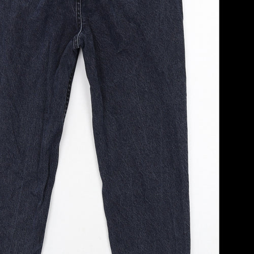Zara Womens Black Cotton Tapered Jeans Size 14 Regular Zip