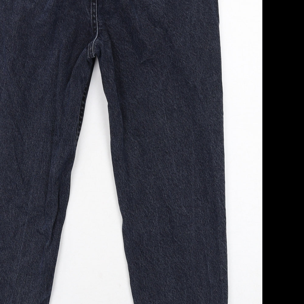 Zara Womens Black Cotton Tapered Jeans Size 14 Regular Zip