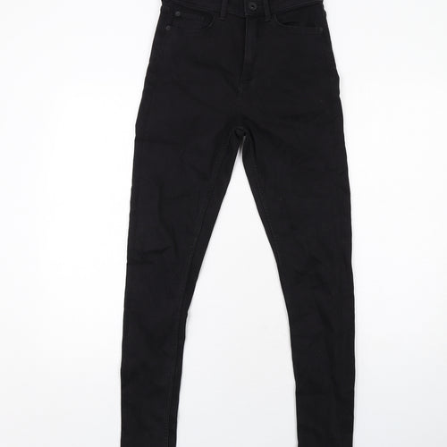 Marks and Spencer Womens Black Cotton Skinny Jeans Size 8 Regular Zip