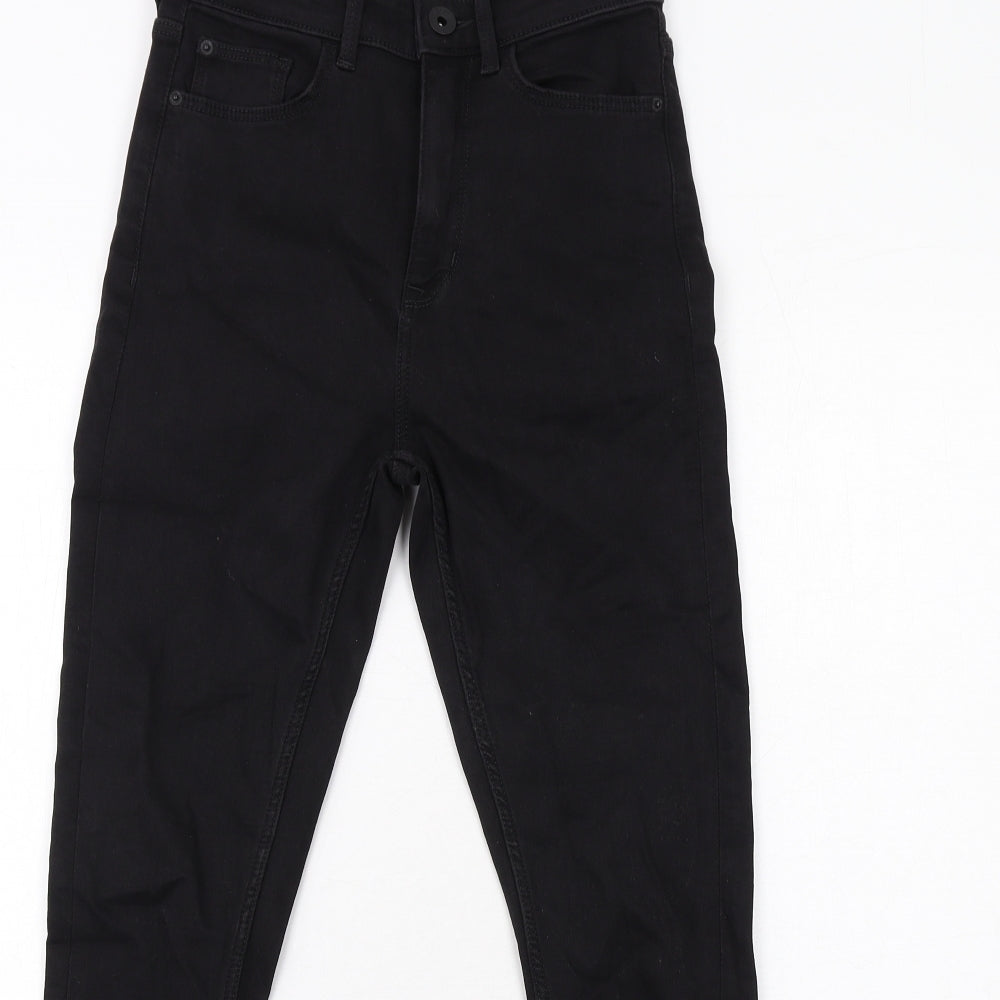 Marks and Spencer Womens Black Cotton Skinny Jeans Size 8 Regular Zip
