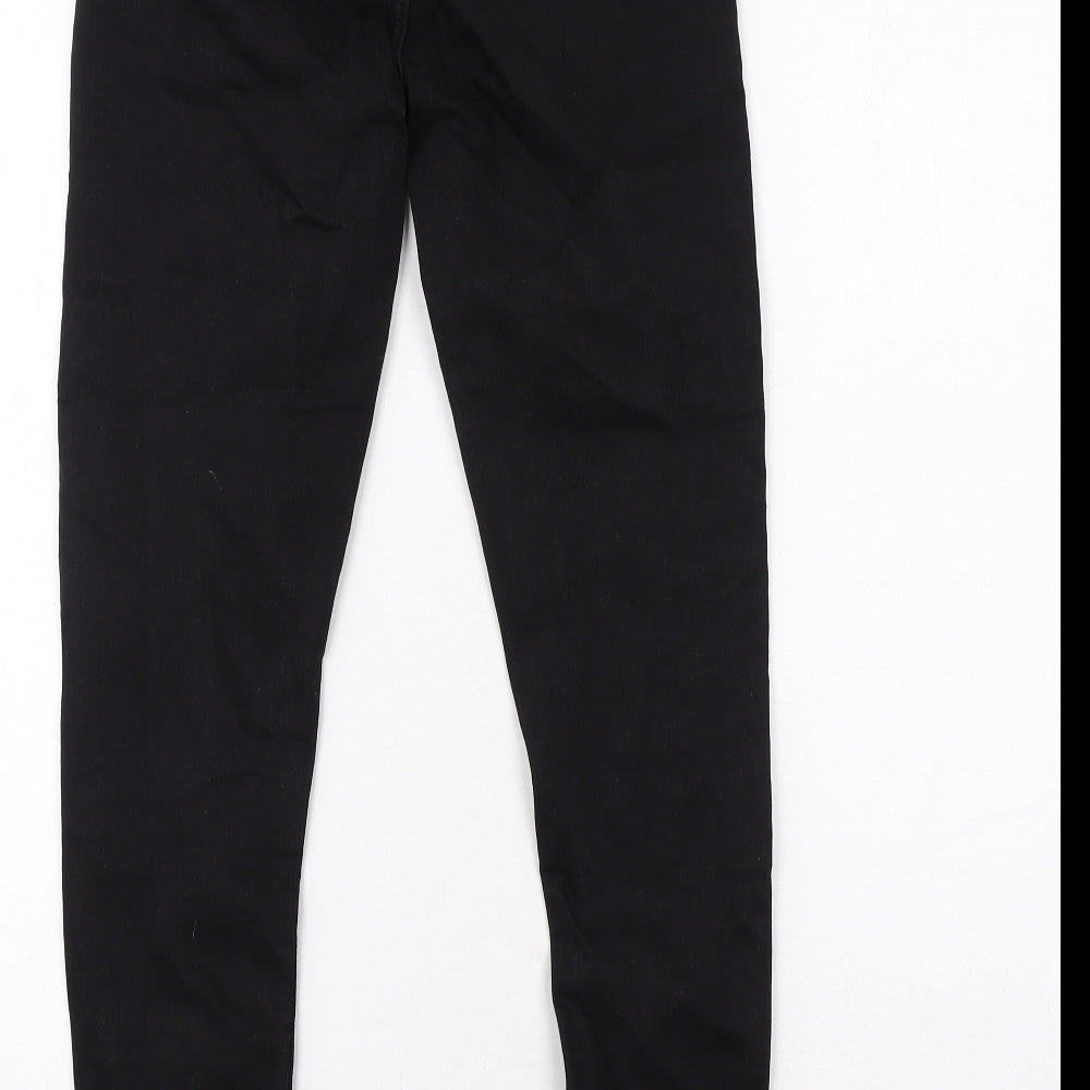 Marks and Spencer Womens Black Cotton Skinny Jeans Size 8 Regular Zip