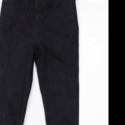 Topshop Womens Black Cotton Skinny Jeans Size 10 L30 in Regular Zip - Distressed Hems