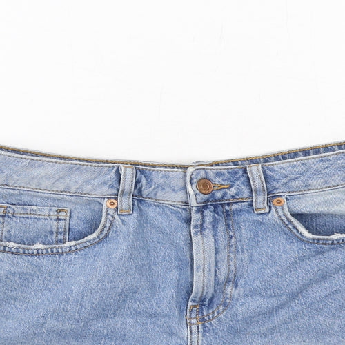New Look Womens Blue Cotton Hot Pants Shorts Size 10 Regular Zip