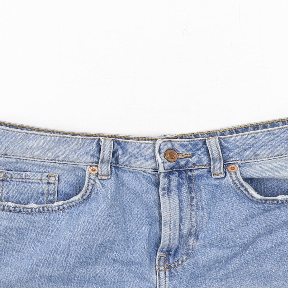New Look Womens Blue Cotton Hot Pants Shorts Size 10 Regular Zip