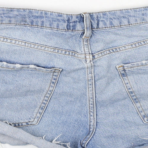 New Look Womens Blue Cotton Hot Pants Shorts Size 10 Regular Zip