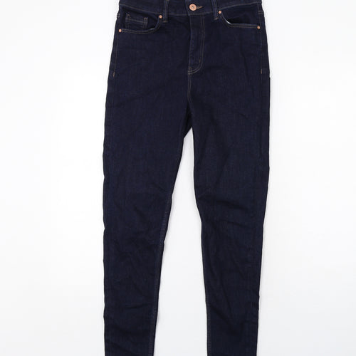 Marks and Spencer Womens Blue Cotton Skinny Jeans Size 10 Regular Zip