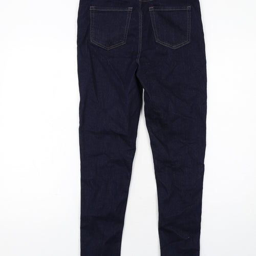 Marks and Spencer Womens Blue Cotton Skinny Jeans Size 10 Regular Zip
