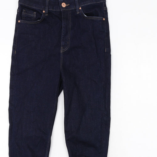 Marks and Spencer Womens Blue Cotton Skinny Jeans Size 10 Regular Zip