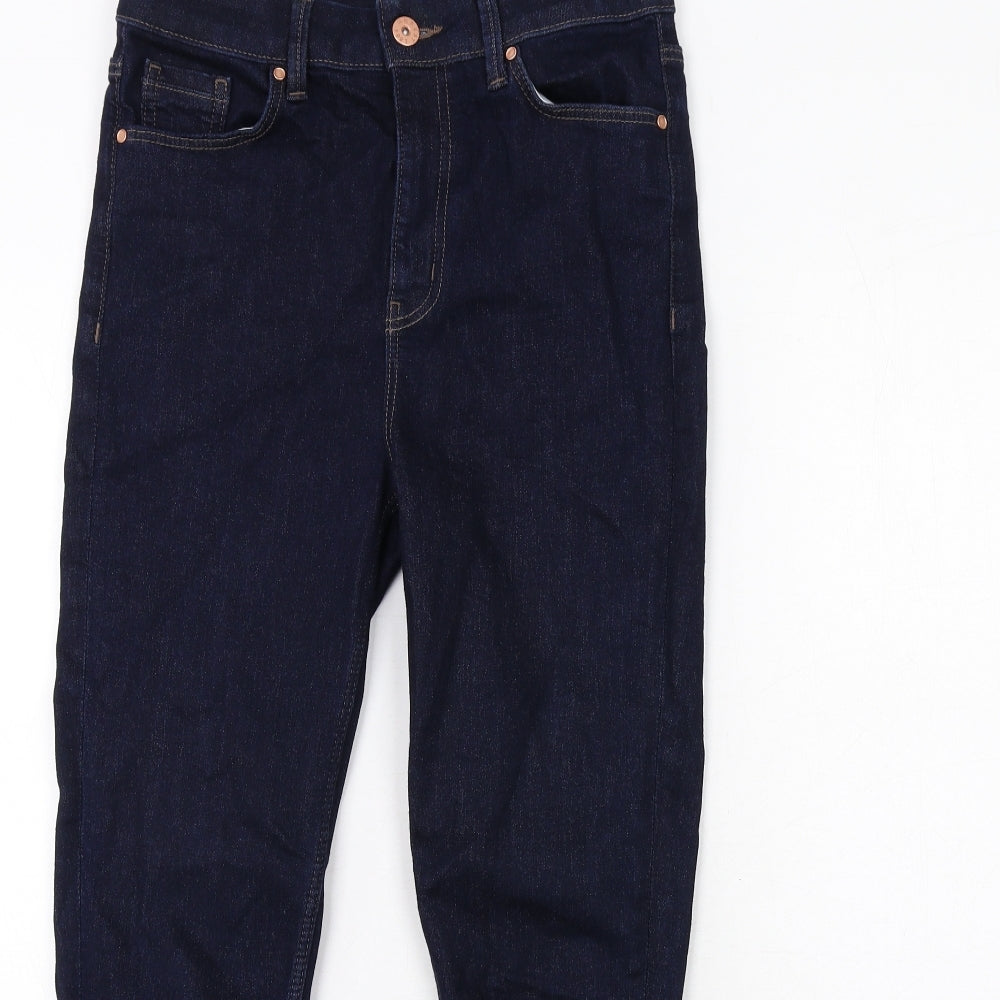 Marks and Spencer Womens Blue Cotton Skinny Jeans Size 10 Regular Zip